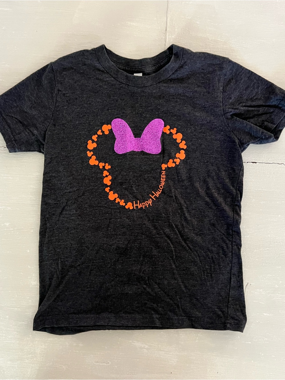 Canvas Kids Halloween Mickey Mouse Sparkle Bow T-Shirt M 10-12